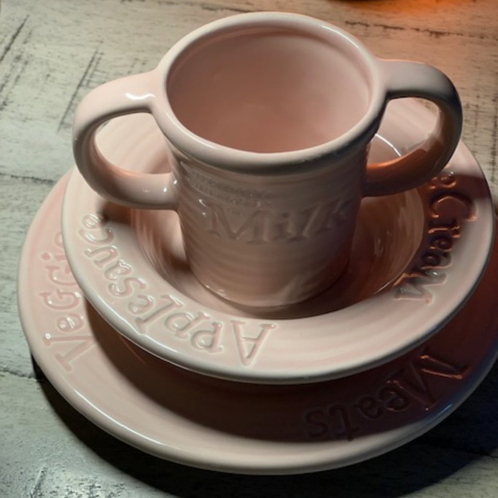 3-piece set Pink Children's WordWare Pottery